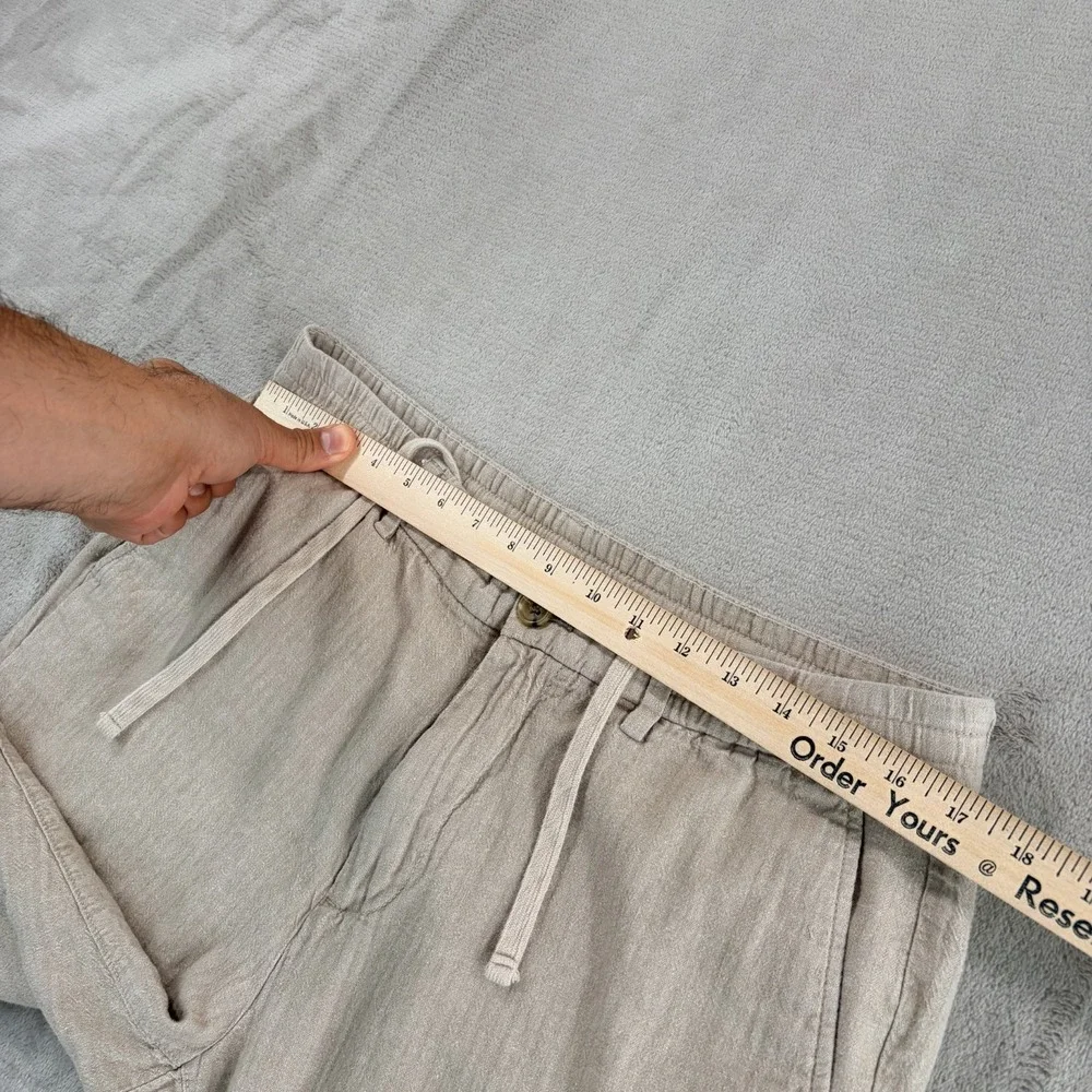 Banana Republic Linen Blend Slim Fit Zip/Drawstring Waist Pants Beige Men 34x29